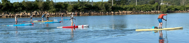 Paddleboarders at the start